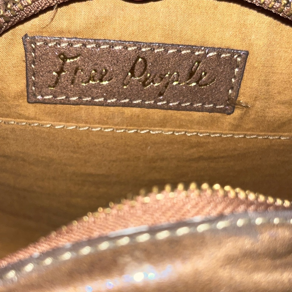 Free People crossbody purse brown metallic sparkly western country boho cowgirl - Picture 4 of 11